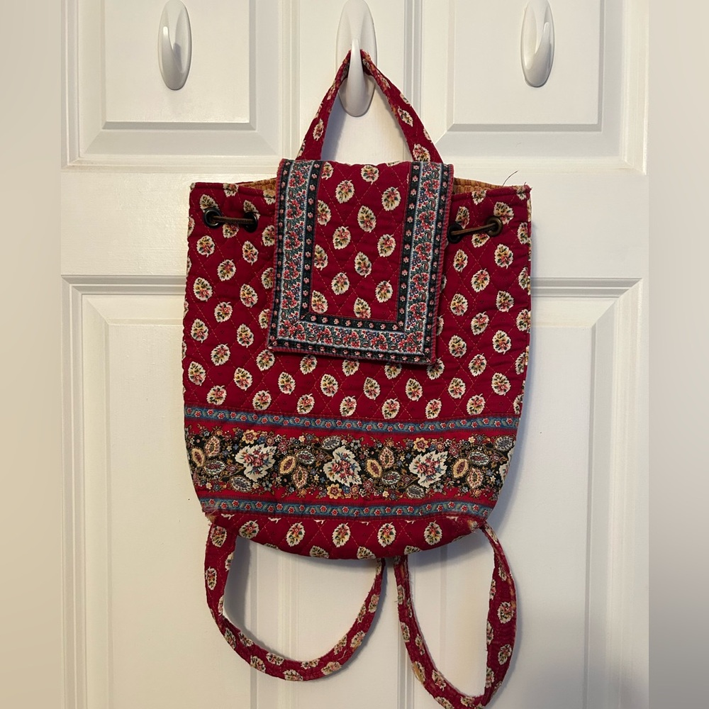 Vera Bradley Red Floral Quilted Backpack